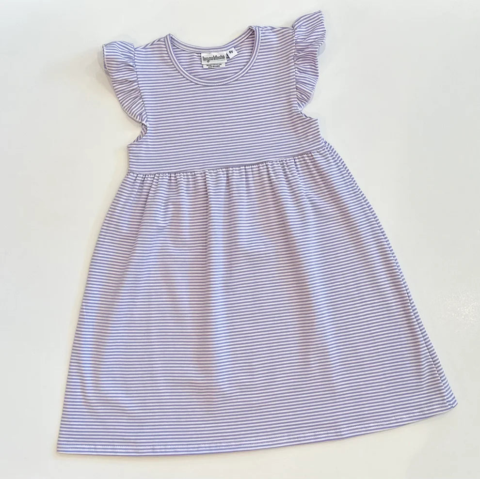 Striped Flutter Sleeve Dress