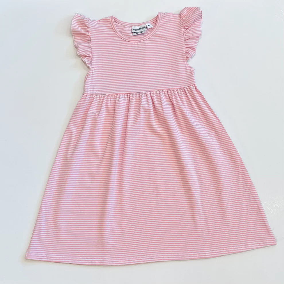 Striped Flutter Sleeve Dress