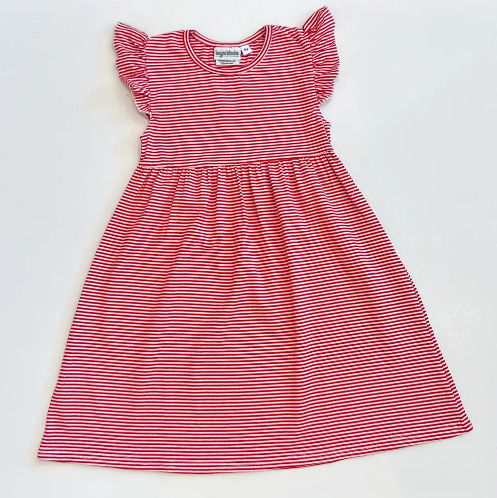 Striped Flutter Sleeve Dress