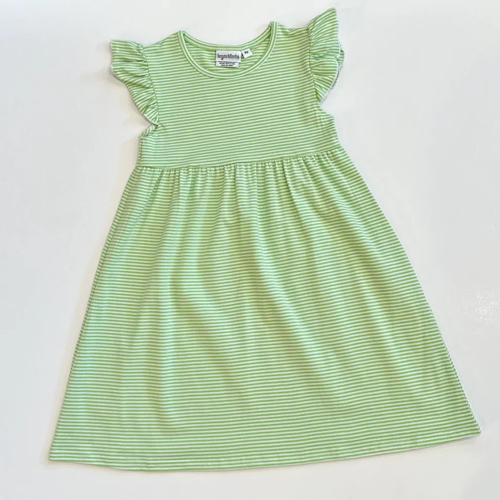 Striped Flutter Sleeve Dress