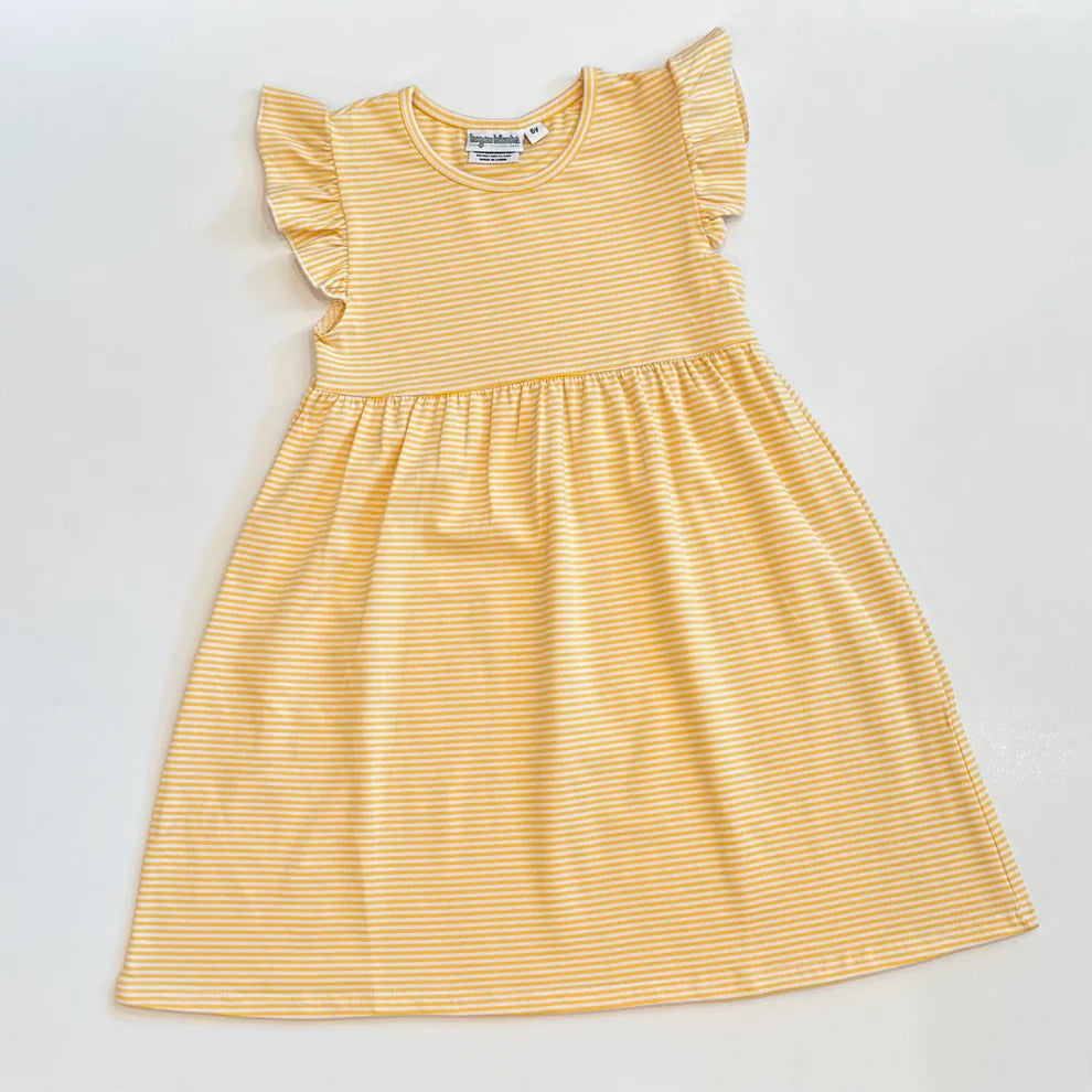Striped Flutter Sleeve Dress