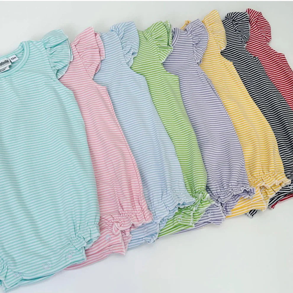 Striped Flutter Sleeve Bubble