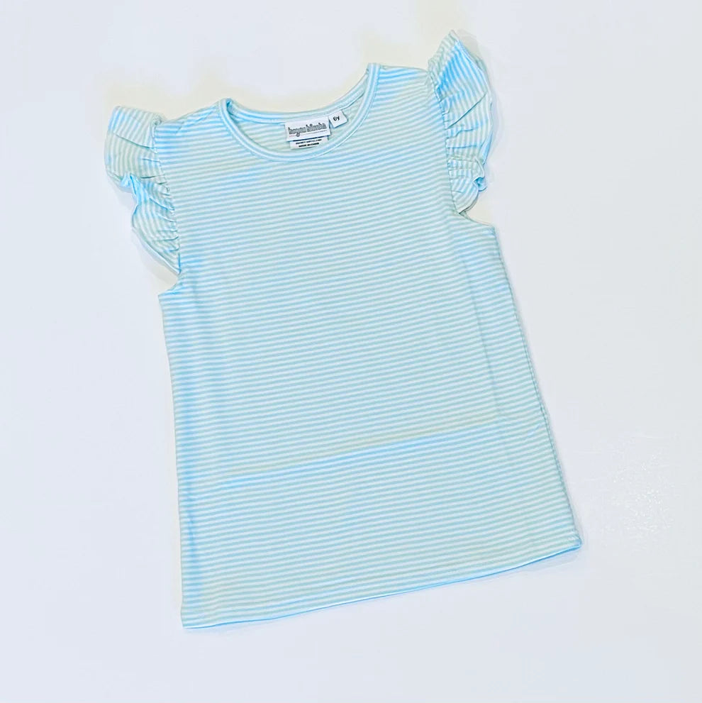 Striped Flutter Sleeve Shirt