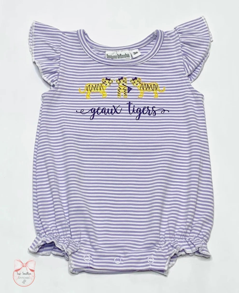 Striped Flutter Sleeve Bubble