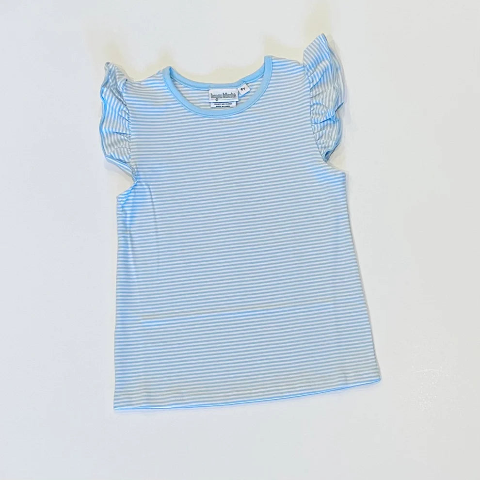 Striped Flutter Sleeve Shirt