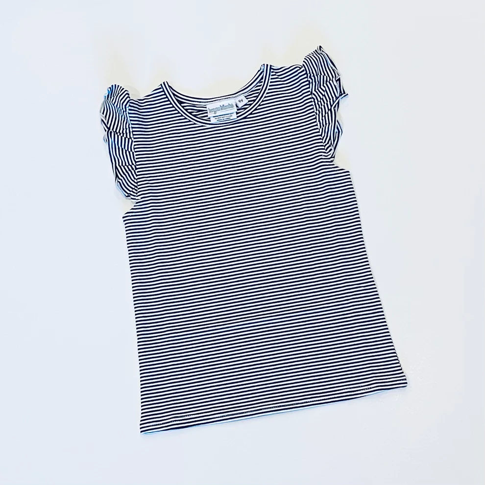 Striped Flutter Sleeve Shirt