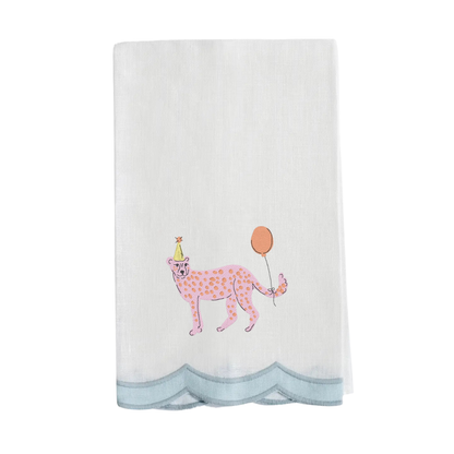 Scalloped Trim Linen Tea Towel