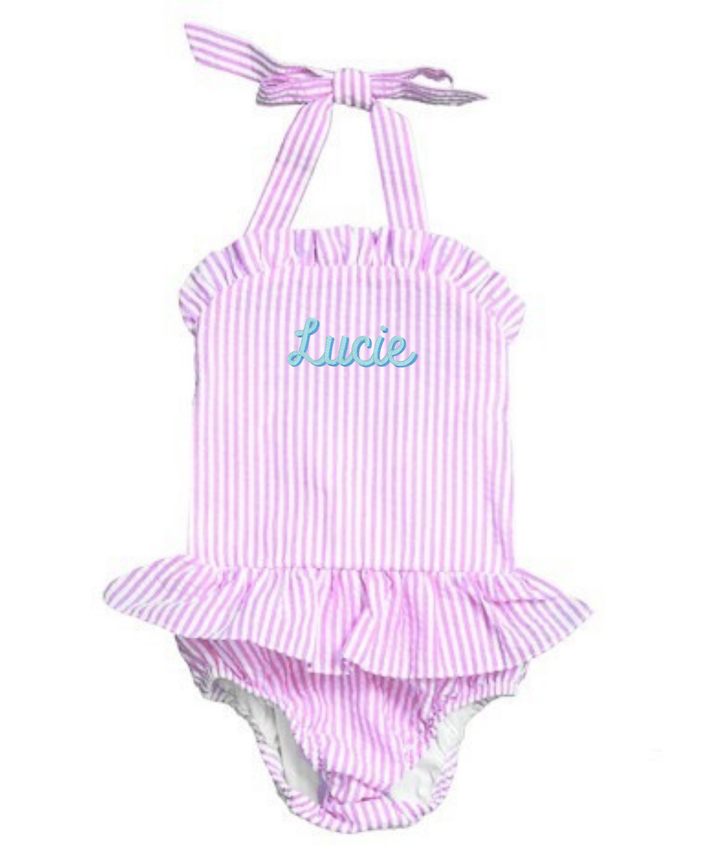 One-Piece Seersucker Bathing Suit