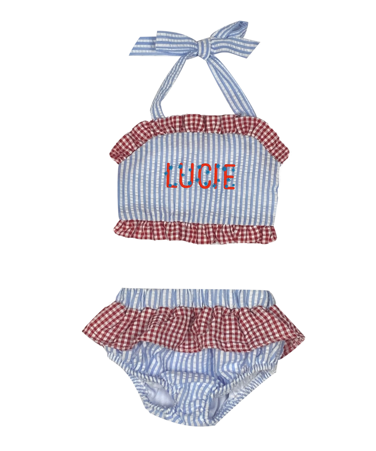 Two-piece Seersucker Bathing Suit