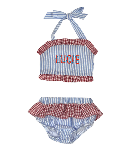Two-piece Seersucker Bathing Suit