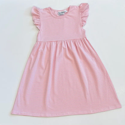 Striped Flutter Sleeve Dress