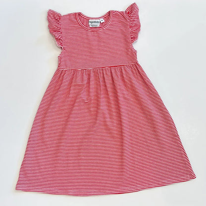 Striped Flutter Sleeve Dress