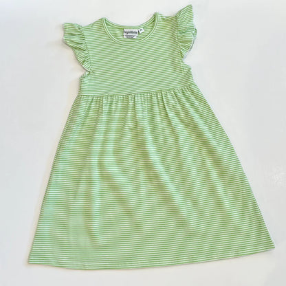 Striped Flutter Sleeve Dress