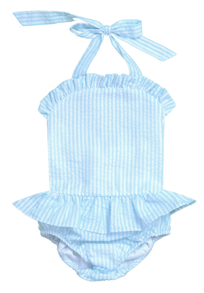 One-Piece Seersucker Bathing Suit