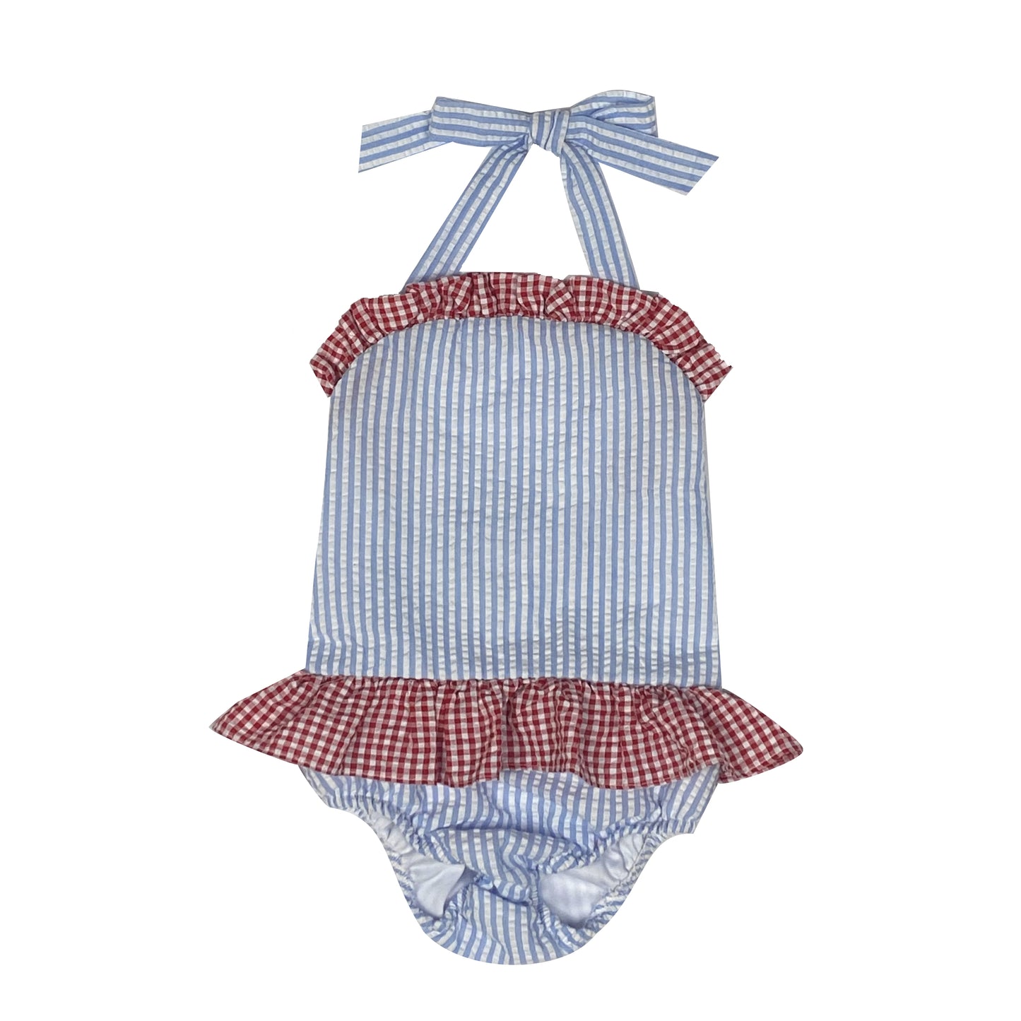 One-Piece Seersucker Bathing Suit