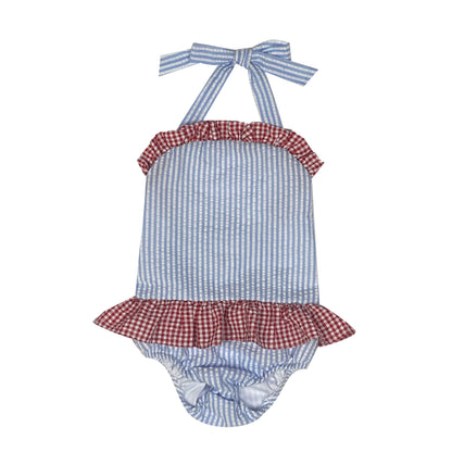 One-Piece Seersucker Bathing Suit