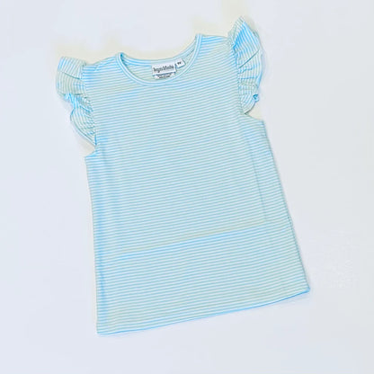 Striped Flutter Sleeve Shirt