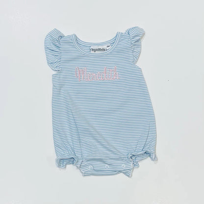 Striped Flutter Sleeve Bubble