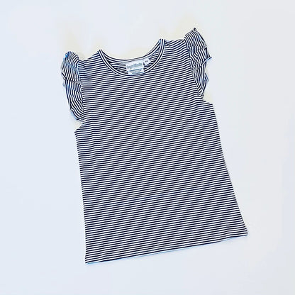 Striped Flutter Sleeve Shirt