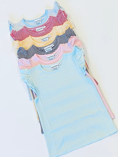 Striped Flutter Sleeve Shirt